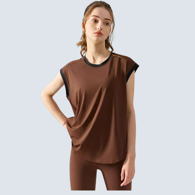 Brown Zoe Active Tee - ALPHALETICS