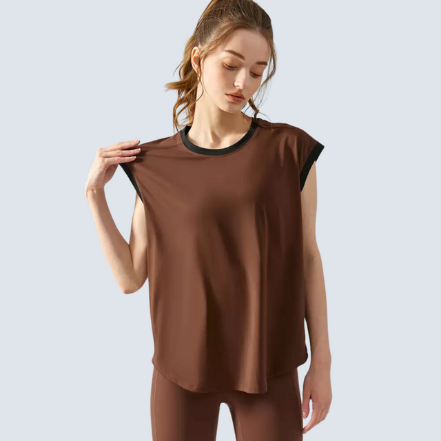 Brown Zoe Active Tee - ALPHALETICS