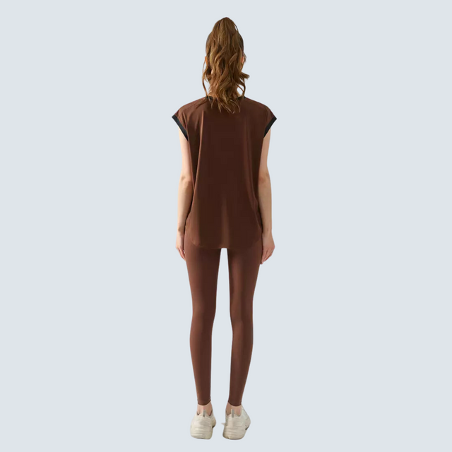 Brown Zoe Active Tee - ALPHALETICS